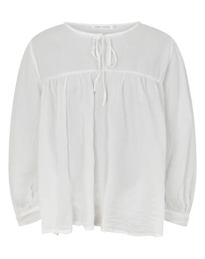 Rabens Saloner - Eike Cotton Full Sleeve Bluse - White